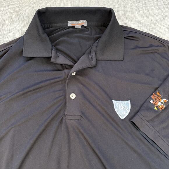Peter Millar Polo Shirt Men's Large Black Summer Comfort Golf Stretch Embroider - Picture 1 of 9